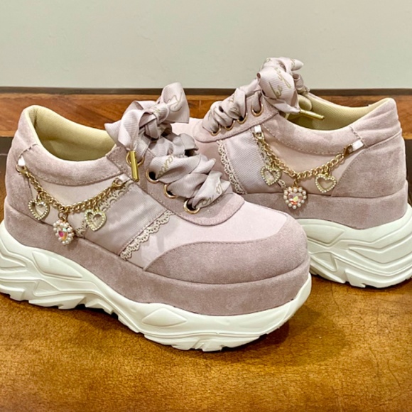 Liz Lisa Pink Side Charm Platform Sneakers Ribbon Lolita Kawaii Jeweled Jfashion - Picture 5 of 16
